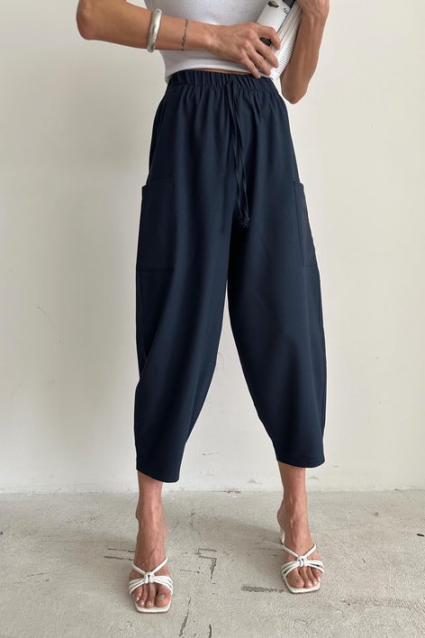 Yan Cepli Salaş Pantolon Lacivert