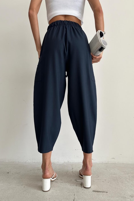 Yan Cepli Salaş Pantolon Lacivert