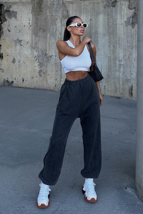 Yıkamalı relax eşofman Antrasit