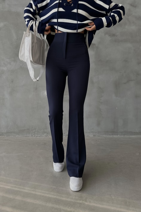 Yüksek Bel İspanyol Kumaş Pantolon Lacivert