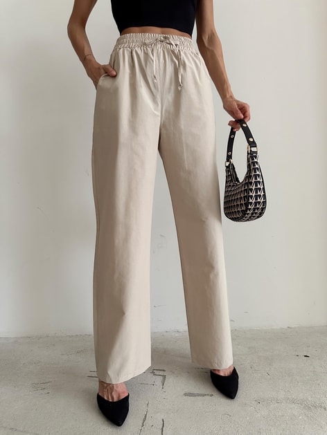 Yüksek Bel Pantolon Bej
