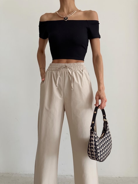 Yüksek Bel Pantolon Bej