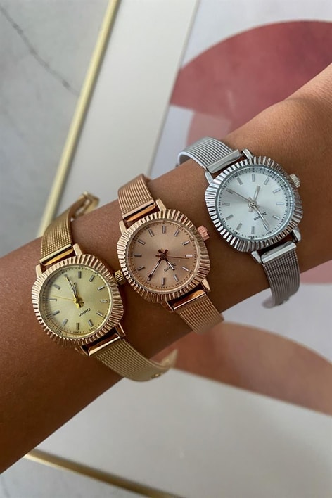 Hasır Kordon Celra Saat Gold