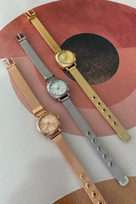 Hasır Kordon Celra Saat Gold