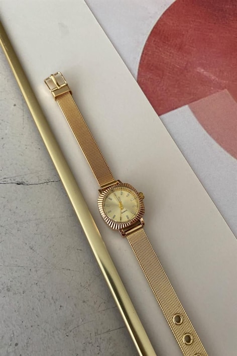 Hasır Kordon Celra Saat Gold