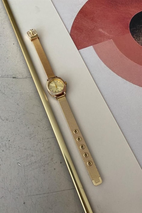 Hasır Kordon Celra Saat Gold