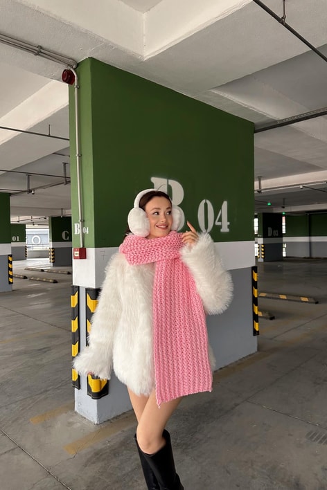 Selanik Örme Atkı Pembe