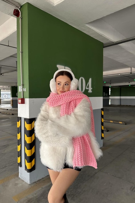 Selanik Örme Atkı Pembe
