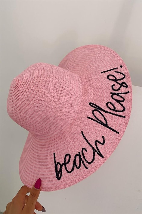 Beach Please Hasır Şapka Pembe