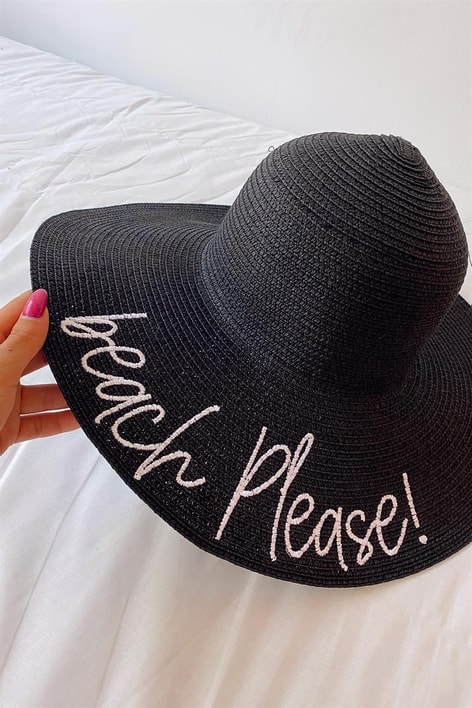 Beach Please Hasır Şapka Siyah