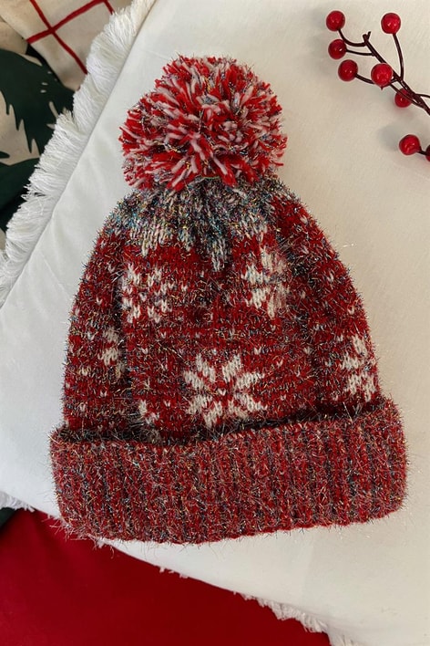 Simli Yeni Yıl Şapkası Kırmızı