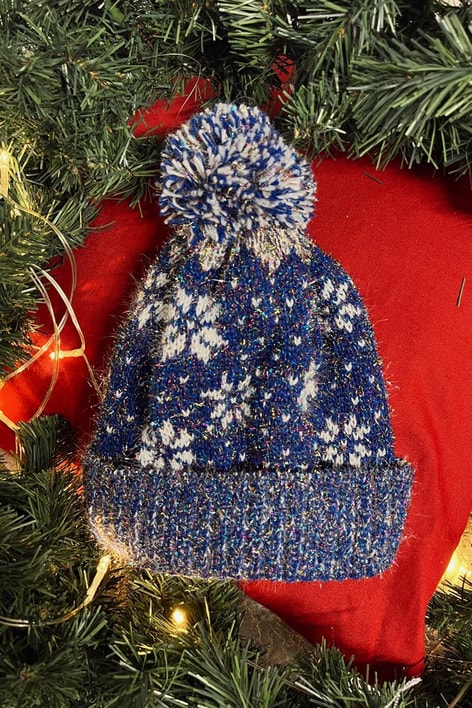 Simli Yeni Yıl Şapkası Mavi