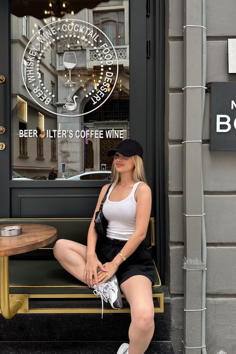 Bağcıklı Relax Şort Siyah