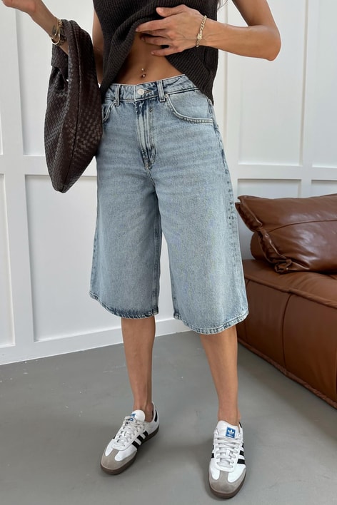 Baggy Bermuda Denim Şort Buz Mavi