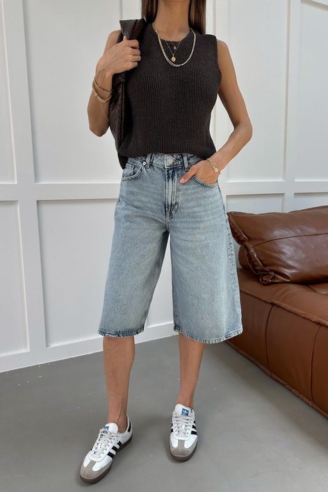 Baggy Bermuda Denim Şort Buz Mavi