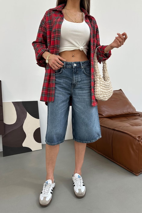 Baggy Bermuda Denim Şort Mavi