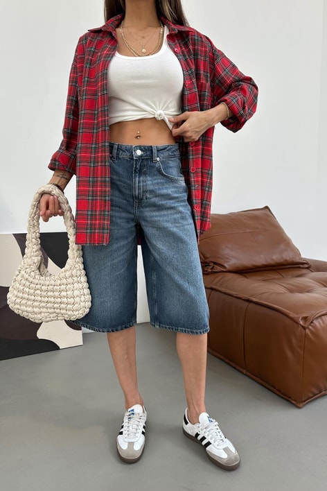 Baggy Bermuda Denim Şort Mavi