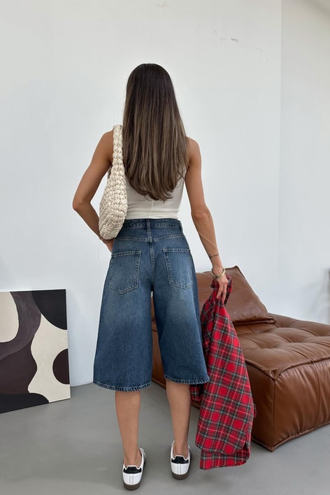 Baggy Bermuda Denim Şort Mavi