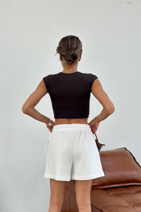 Beli Lastikli Modal Şort Beyaz