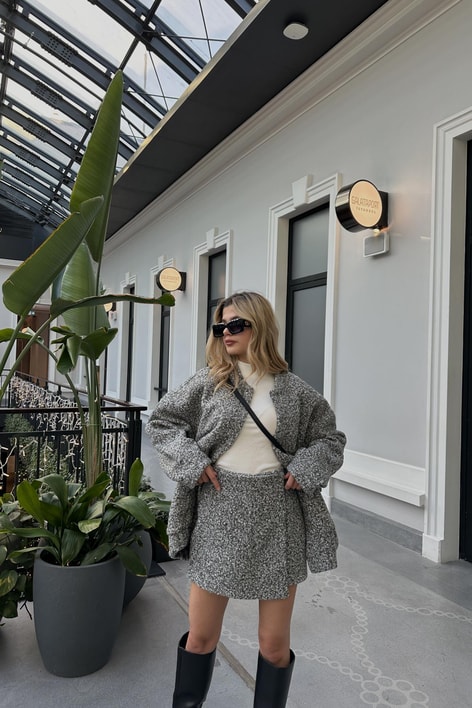 Buklet Kapamalı Şort Etek Antrasit