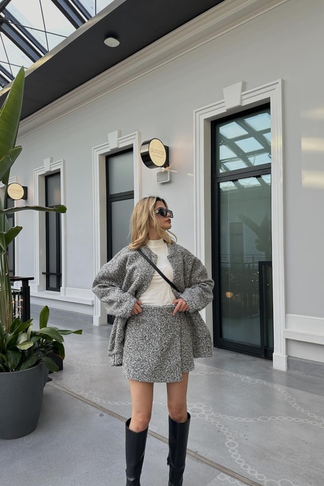 Buklet Kapamalı Şort Etek Antrasit