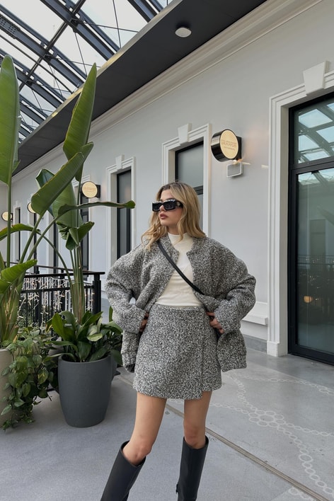 Buklet Kapamalı Şort Etek Antrasit