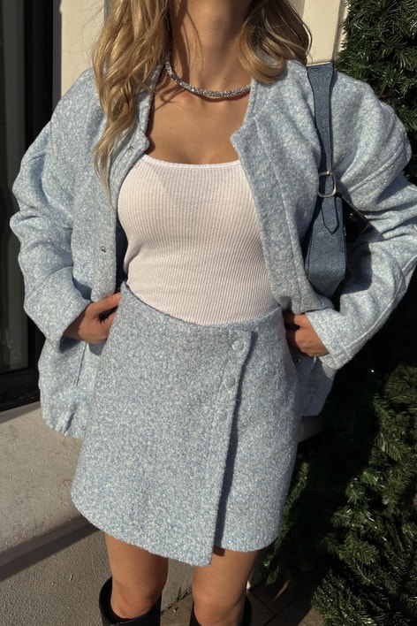 Buklet Kapamalı Şort Etek Mavi