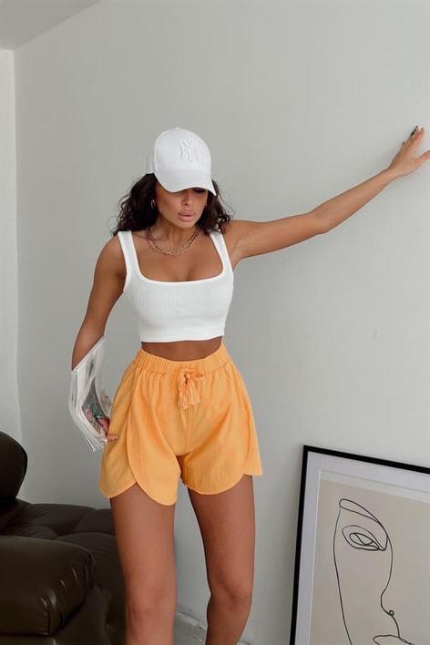 Ham Keten Summer Şort Kavuniçi