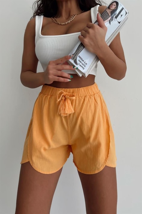 Ham Keten Summer Şort Kavuniçi