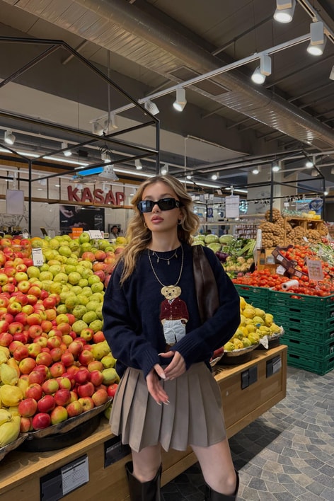 Kemerli Pilise Şort Etek Vizon