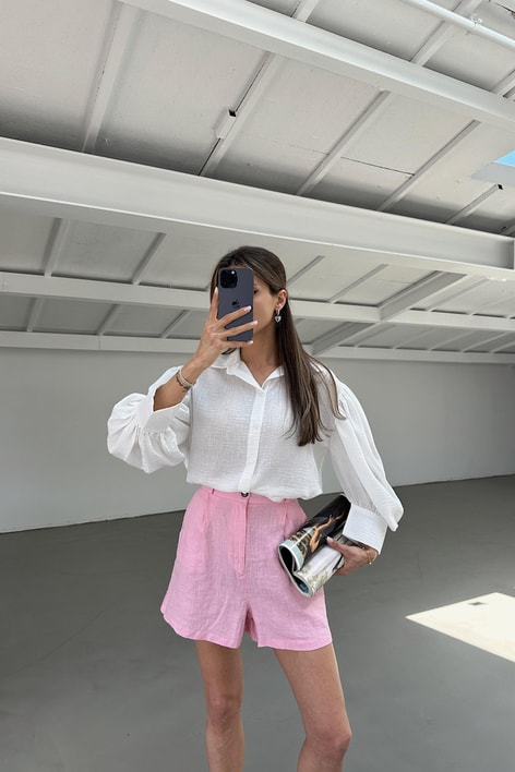 Keten Street Şort Pembe