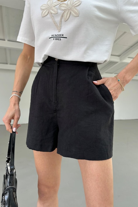 Keten Street Şort Siyah