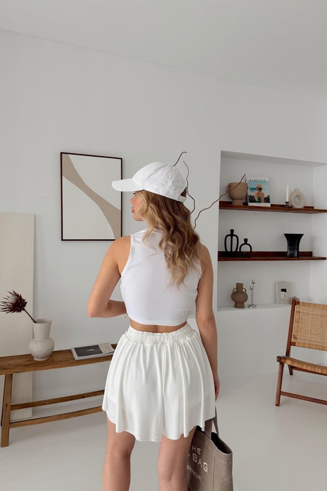 Modal Bağcıklı Şort Beyaz