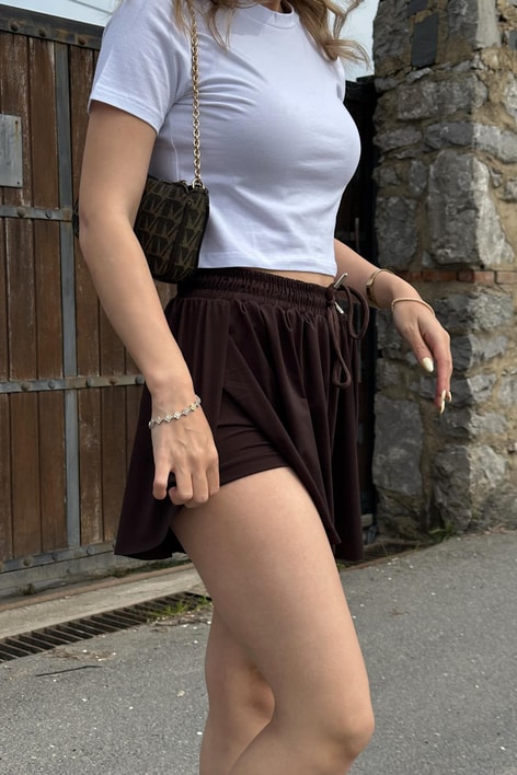Modal Bağcıklı Şort Kahve