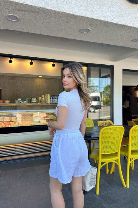 Müslin Şort Beyaz