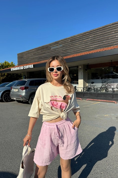 Müslin Şort Pembe
