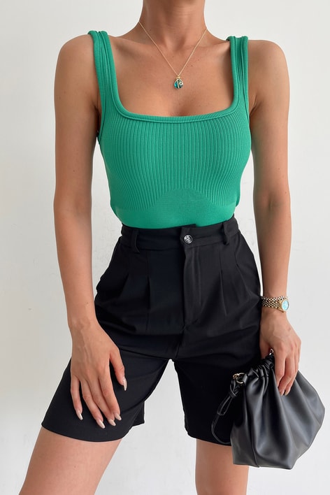 Pensli Rustik Bermuda Şort Siyah