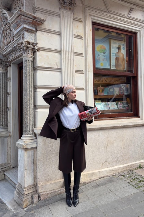 Pileli Street Şort Kahve