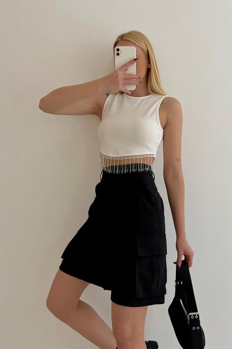 Yan Cepli Large Şort Siyah