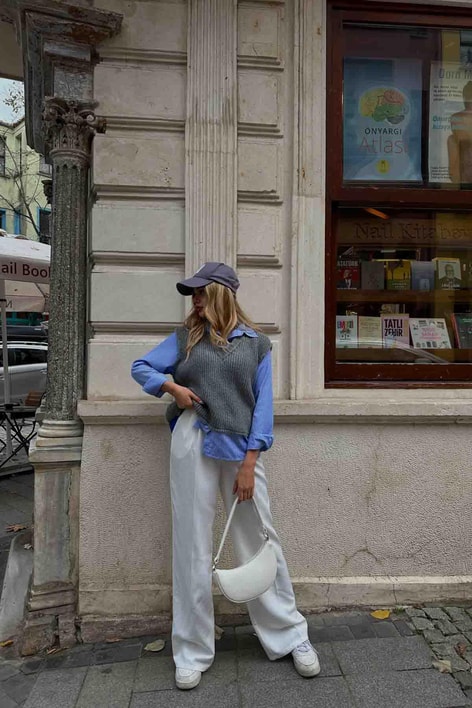 Dual Gömlek Süveter Gri