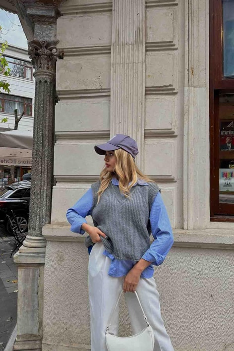 Dual Gömlek Süveter Gri