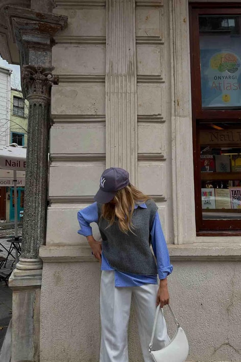 Dual Gömlek Süveter Gri