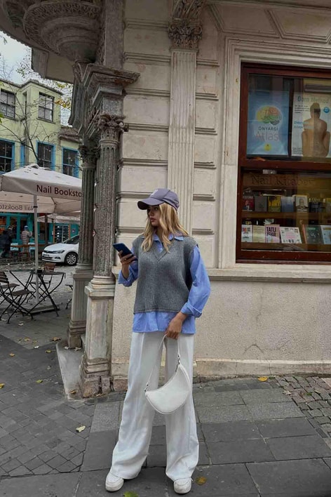 Dual Gömlek Süveter Gri