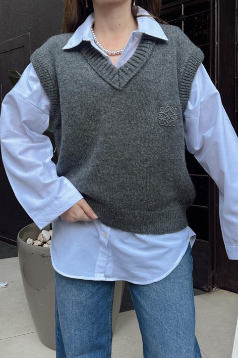 Nakış Detay Süveter Antrasit