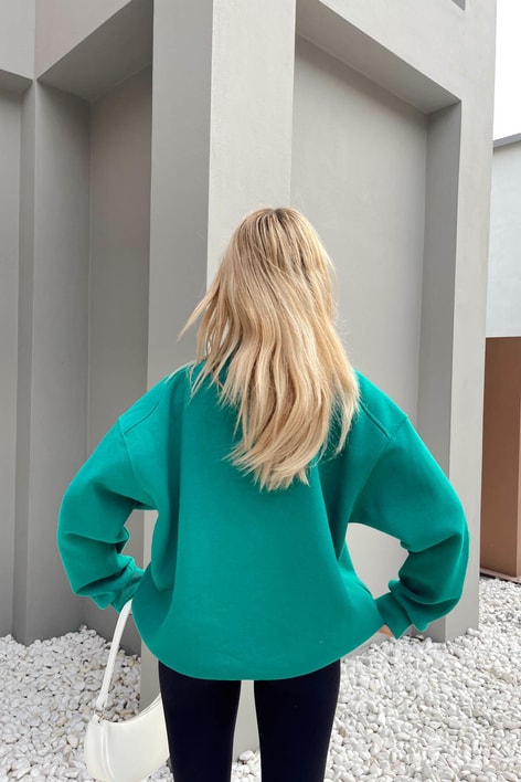 Balon Kol Oversize Sweat Yeşil
