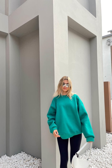 Balon Kol Oversize Sweat Yeşil
