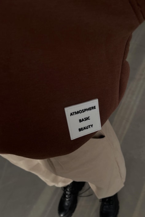 Barkod baskı Basic Sweatshirt Kahve