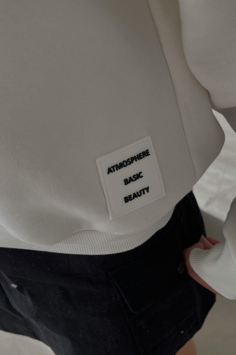 Barkod baskı Basic Sweatshirt Beyaz