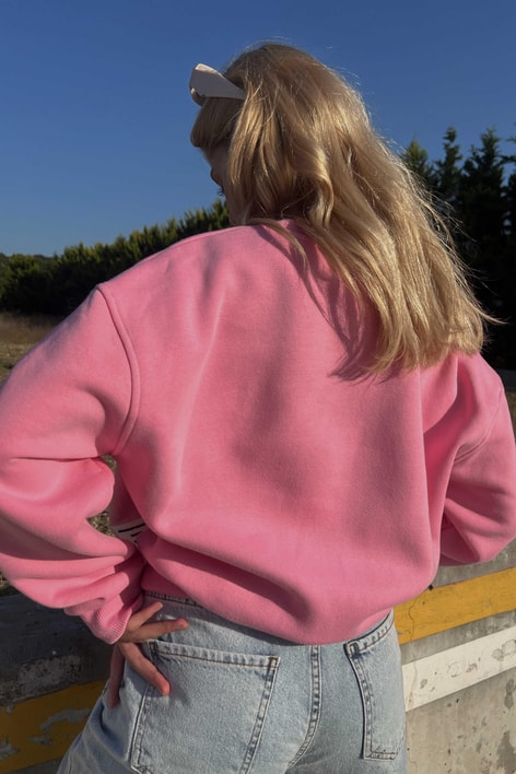 Barkod baskı Basic Sweatshirt Pembe
