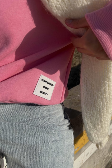 Barkod baskı Basic Sweatshirt Pembe